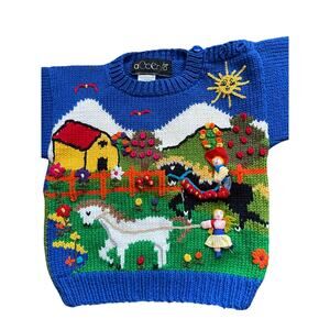 aCcento handmade textured cotton farm toddler sweater made in Peru